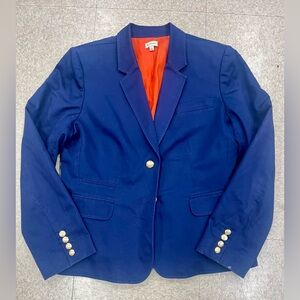 Cremieux Women's Suit Jacket Blazer Blue/Orange Stretch Pockets SZ M Lined